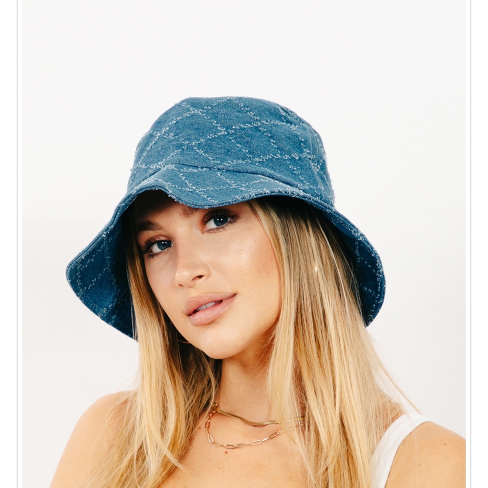 Blue Quilted Bucket Hat
